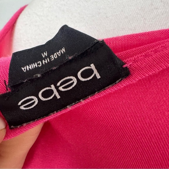 Bebe Pink Zippered Women's Top T-Shirt Y2K rhinestone M - Picture 5 of 5